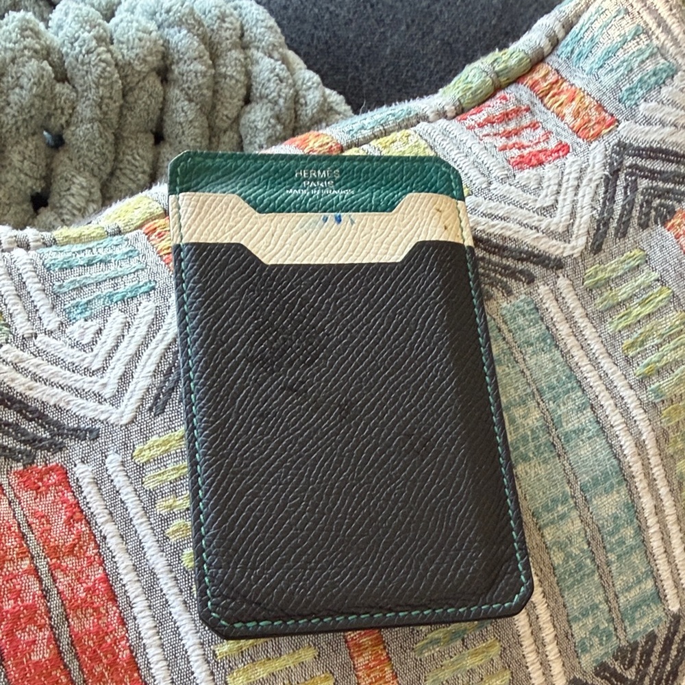 Hermes Black and Green Card Holder